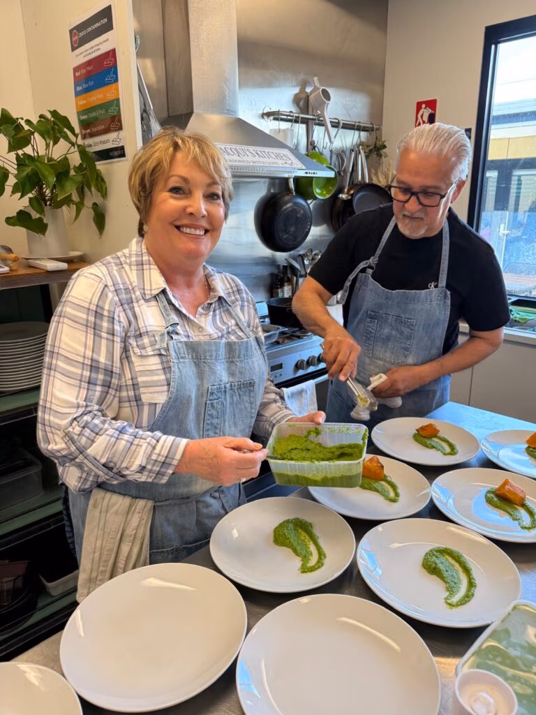 Chef Jacqui and volunteer Bernie